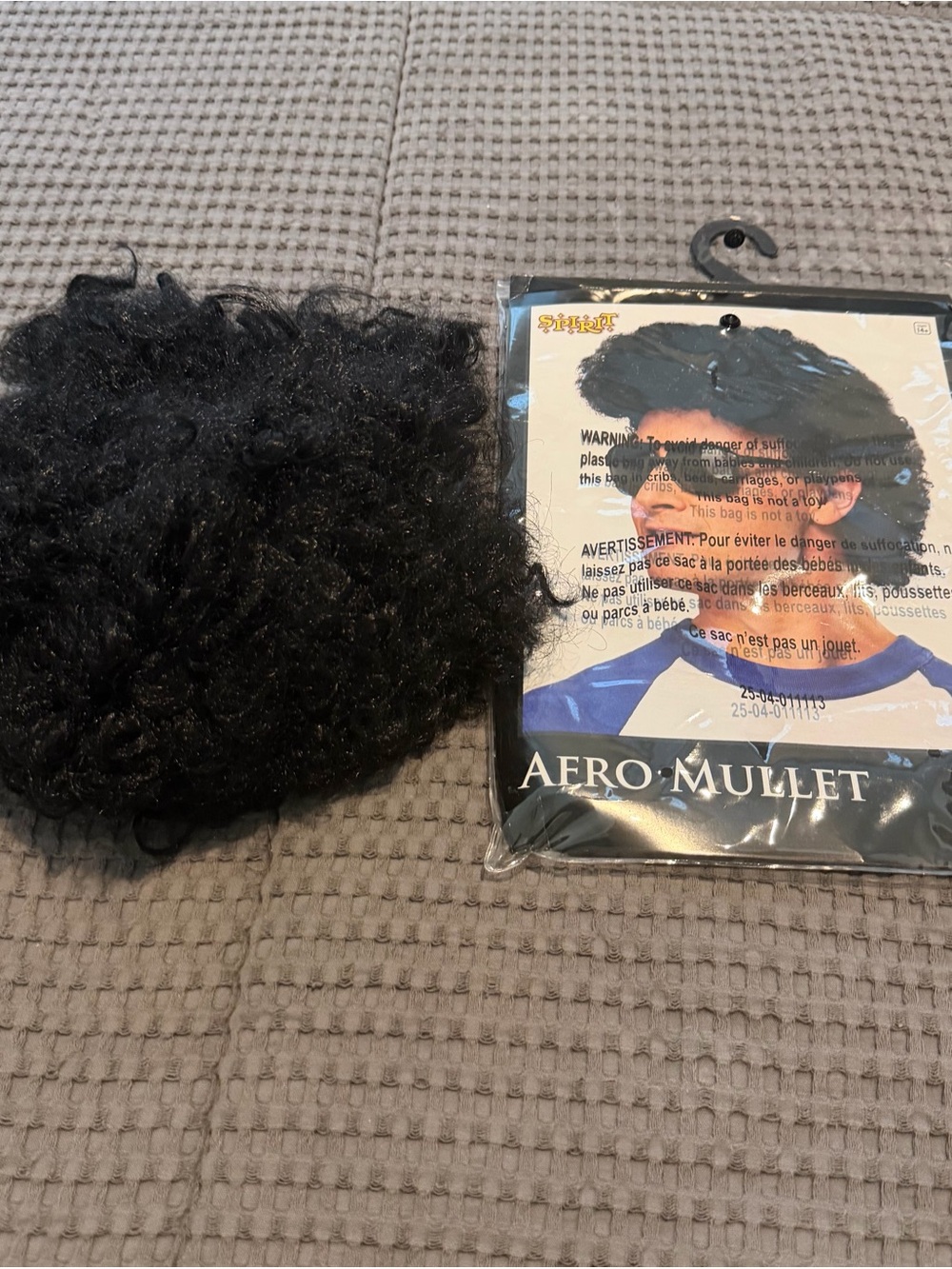 Spirit Black Afro Mullet 1970s Costume Wig for Men, One Size